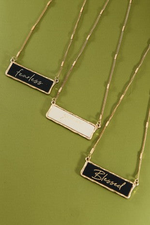 Fearless, Grace, Blessed Bar Necklace