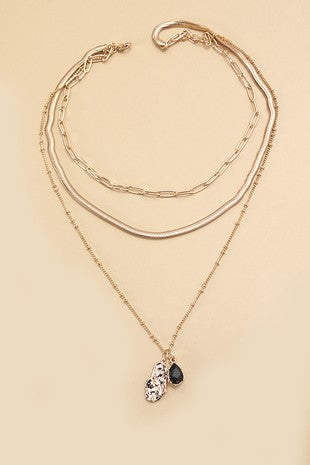 Teardrop Pendant Multi-Layer Necklace