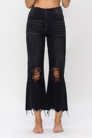 90's Vintage Crop Jeans - Black