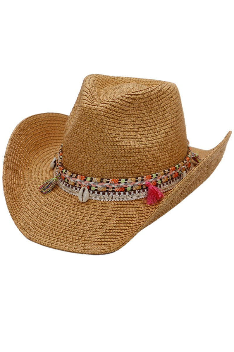 Coastal Cowgirl Pink Aesthetic Woven Cowboy Hat