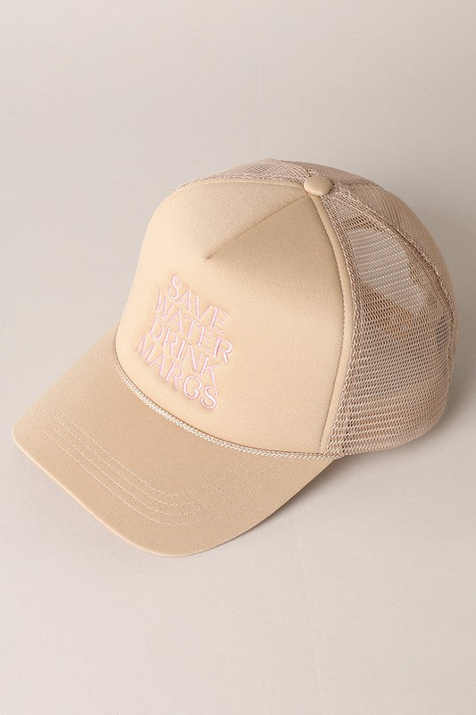 Save Water Drink Margs Embroidered Trucker Cap