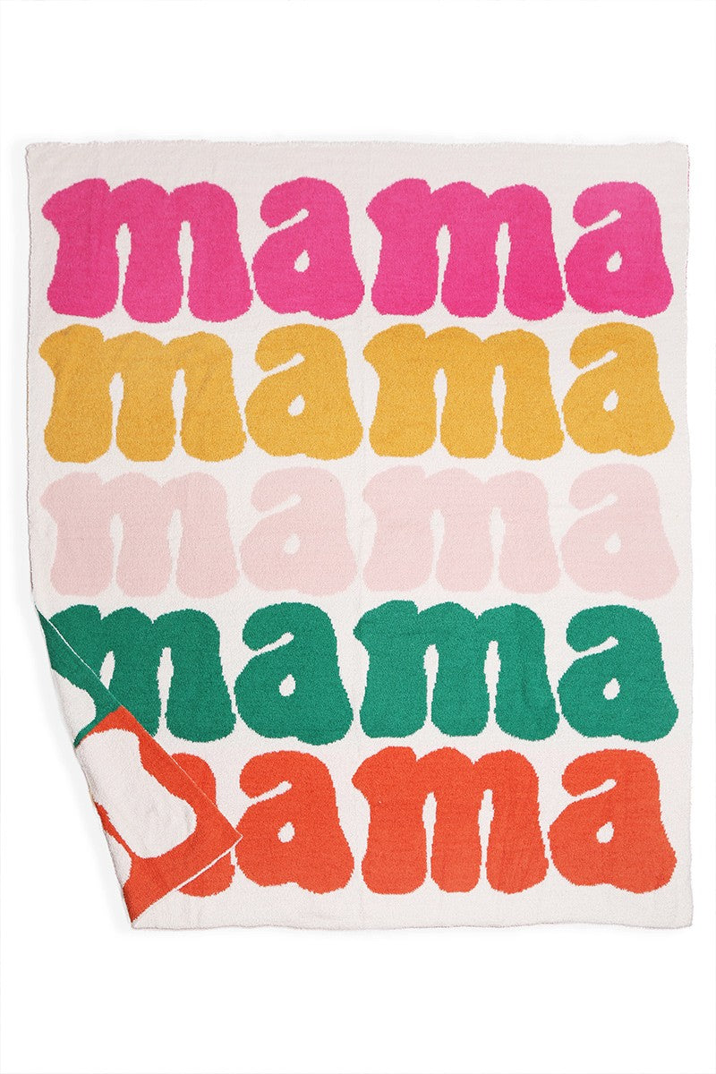 Mama Colorful Typography Soft Cozy Throw