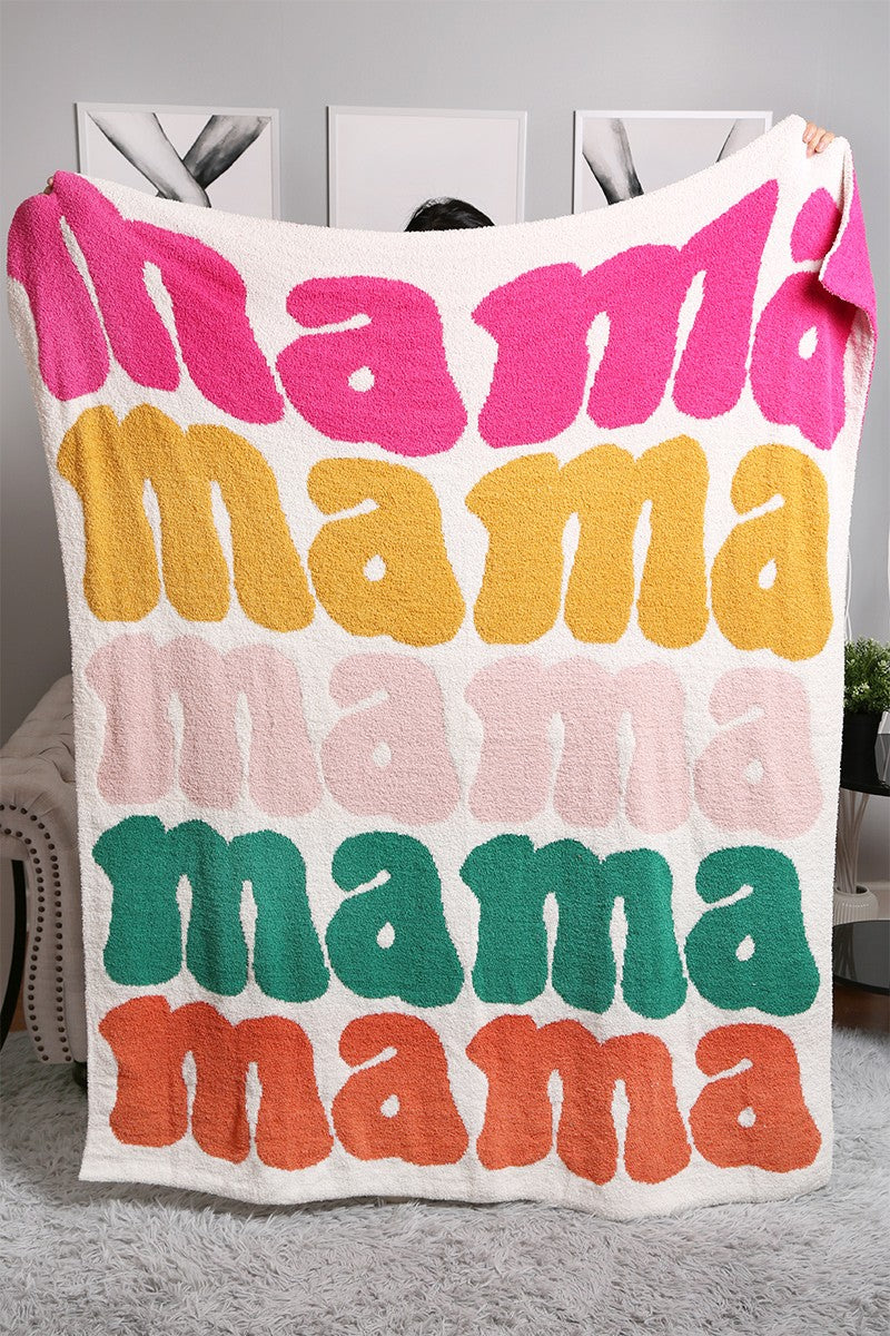 Mama Colorful Typography Soft Cozy Throw