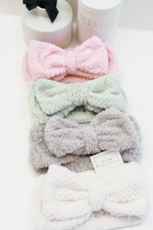 Waffle Texture Premium Bow Spa Headband LNR0008VC