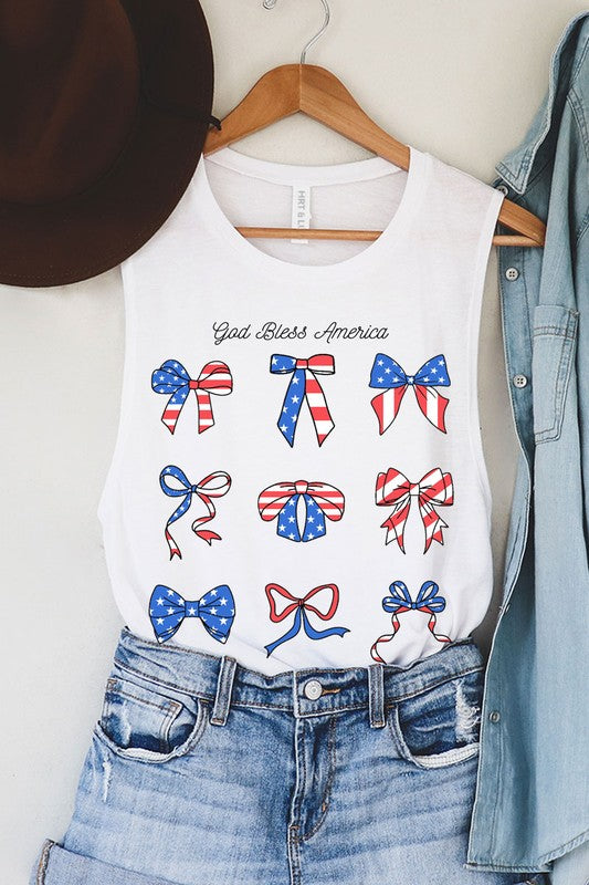 FLAG W RIBBON GRAPHIC TANK TOP