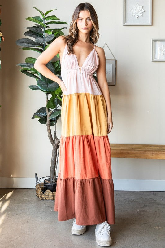 Multi Color Tiered Maxi Dress