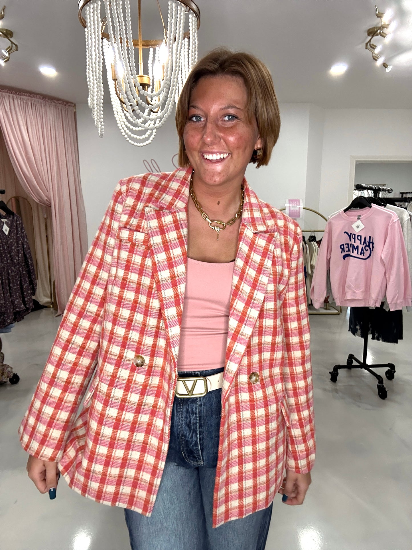 Plaid Printed Blazer Jacket